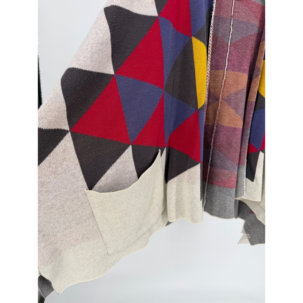 Billabong Hooded Poncho Cardigan Geometric Aztec Knit Wrap Oatmeal JV01DENC M/L - Picture 5 of 8